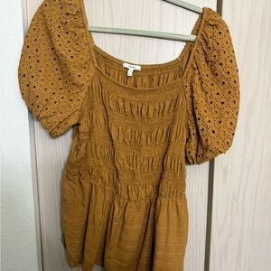 Maurices Mustard Eyelet Blouse